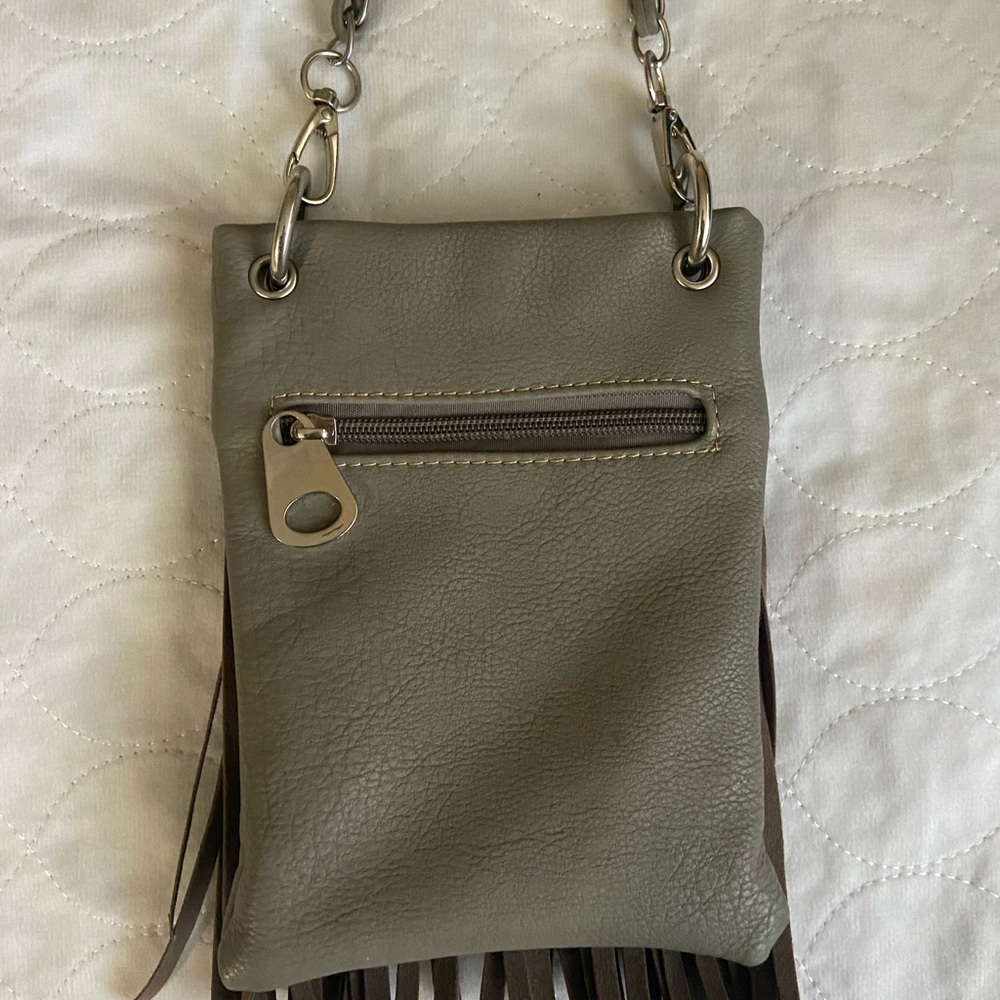 Grey cross body bag, small, with studs and jewels - Picture 2 of 2
